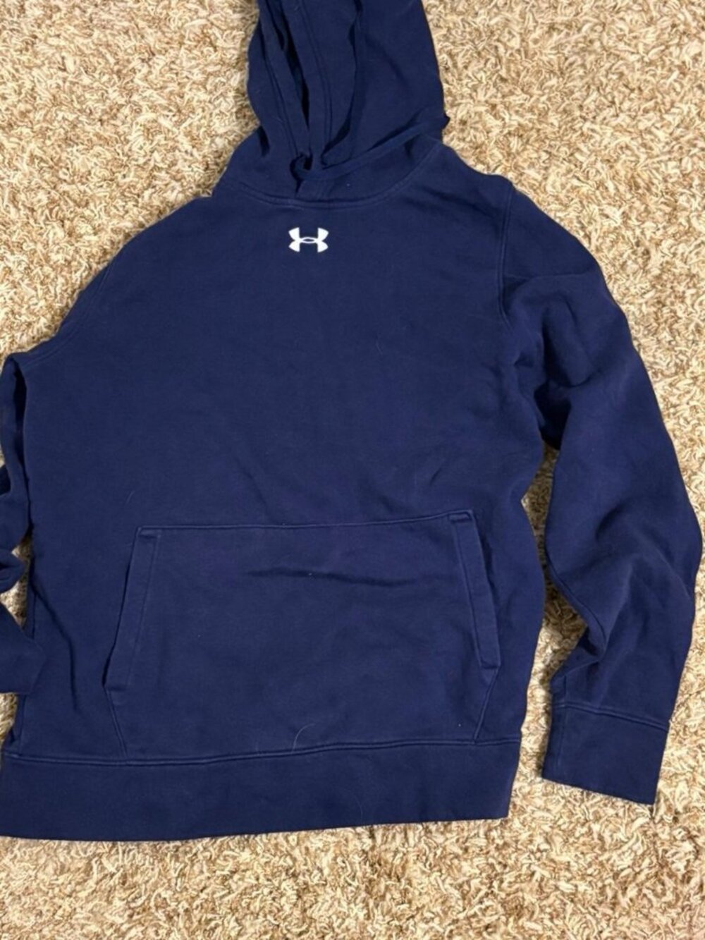Under Armour Navy Blue Hoodie Mens S Embroidered Logo Pullover